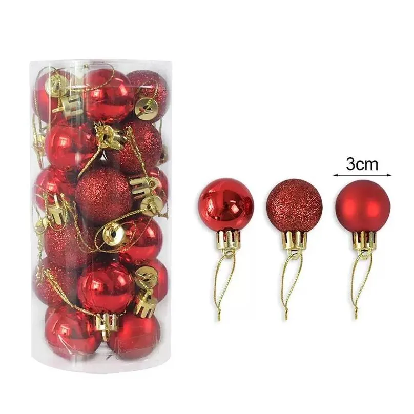 24pcs christmas tree decor ball 3cm bauble hanging xmas party ornament decorations for home 2022 year christmas decoration