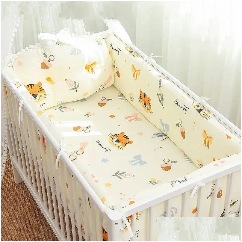 Bed Rails 5 Pcsset Cartoon Crib Surround Sheet Back Cushion Childrens Bedding Set Foursided Anticollision 230601 Drop Delivery Dhyjp