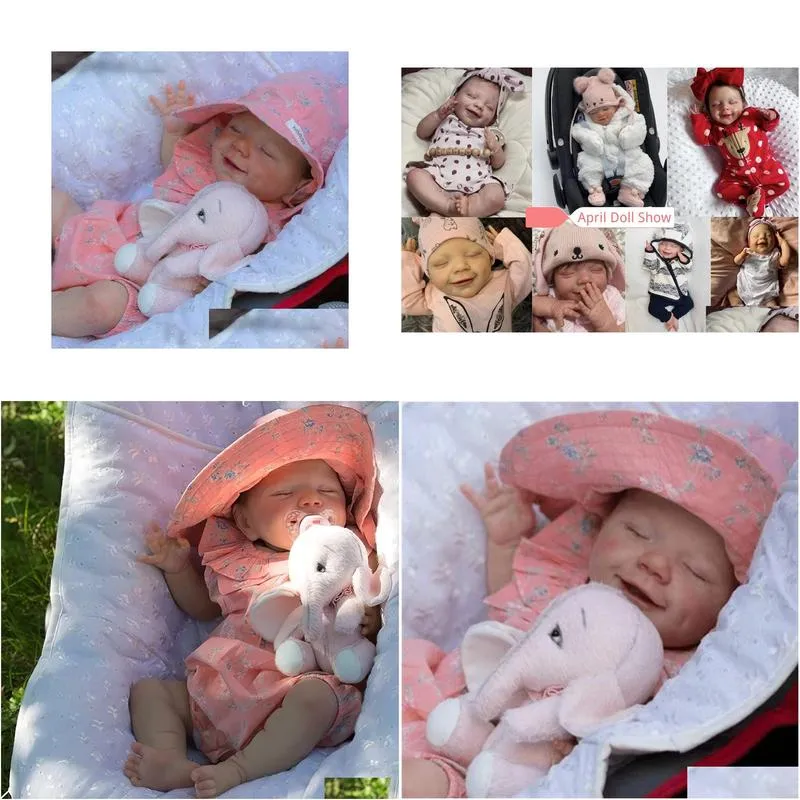 Dolls 50Cm Reborn April Sila Vinyl With Cloth Body Curly Hair Finished Baby Doll Sile For Kids Girl Gift 230607 Drop Delivery Dhljg