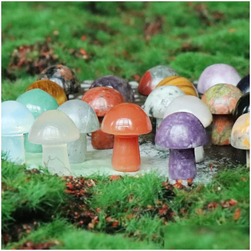 2cm mini crystal agate semi-precious stones diy natural rainbow colorful rock mineral agate mushroom for home garden party decorations