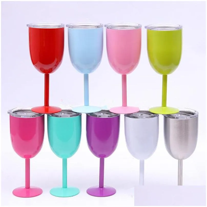 unbreakable shatterproof 10oz wine glasses tumbler double wall 304 stainless steel vacuum insulated tumblers goblet cups with closed seal