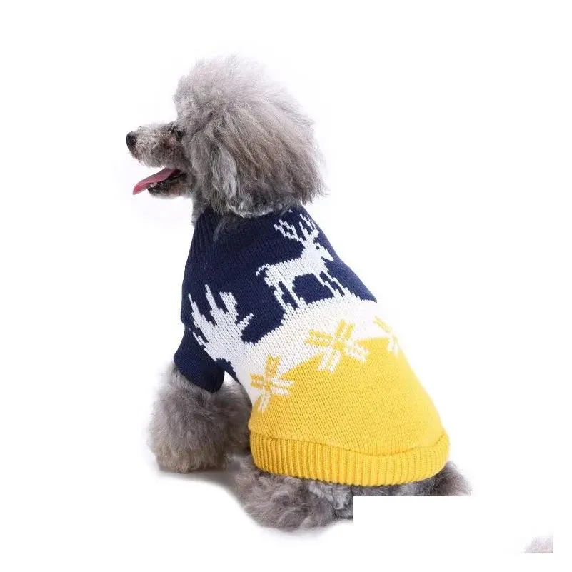 pet clothes santa costumes striped knitted christmas dog apparel snowflake reindeer outerwears coat halloween 1011