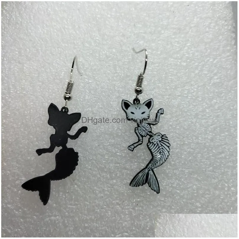 dangle earrings yungqi cartoon animal mermaid tail for women girl korean fashion funny acrylic unique party gift
