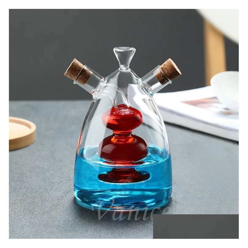 creative oil pot glass kitchen household oil vinegar bottle seasoning bottles two-in-one thickened lead-free double glass pot lt805