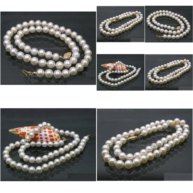 chains perfect 9-10mm white akoya pearl necklace 25 women jewelry chain chokerchains