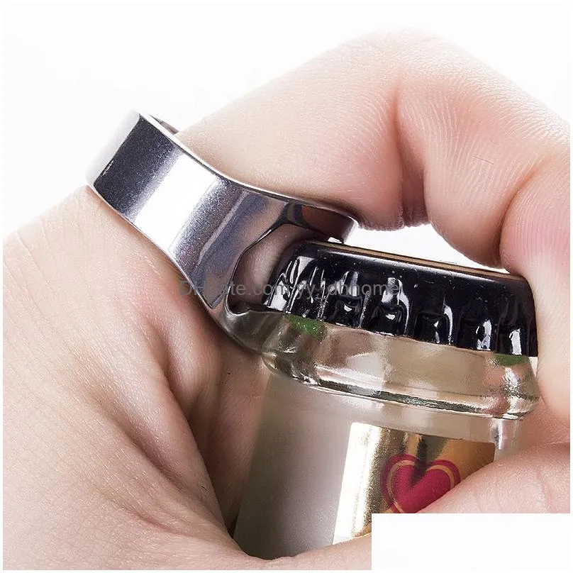 22mm portable mini ring beer bottle opener kitchen bar tools stainless steel finger ring-shape bottles beers cap opening remover