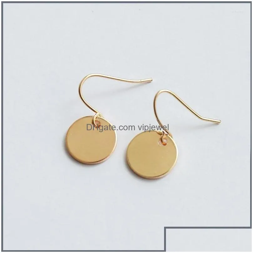 dangle earrings wtltc metal small tiny coin for women mini drop round disc initial ear thread little jewelry