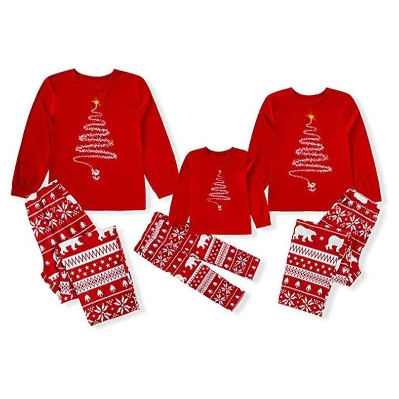 Family Matching Outfits Couple Christmas Pajamas Year Costume For Children Mother Kids Clothes Set Drop Delivery Dhxhl