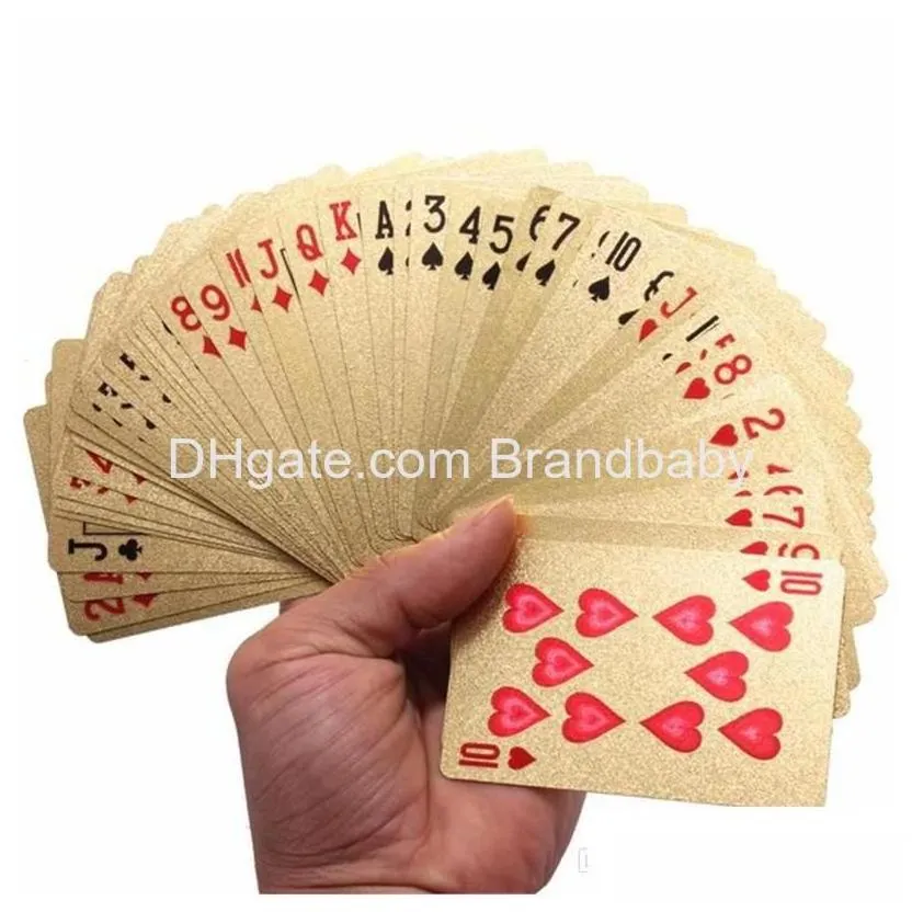card games original waterproof luxury 24k gold foil plated poker premium matte plastic board playing cards for gift collection drop