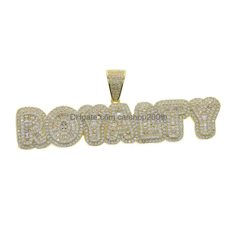 chains iced out bling 5a cubic zirconia paved royalty letter pendant necklaces with long rope chain hiphop jewelry for men boychains