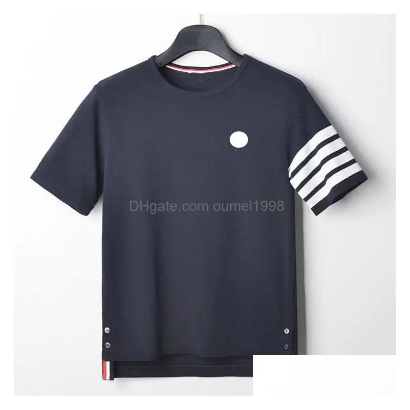 Men`S T-Shirts Mens T Shirts Striped Pattern Designer Tshirts Embroidery Budge Uni Shorts Sleeves High Quality Tops Tees Asian Size Dr Dhgeg