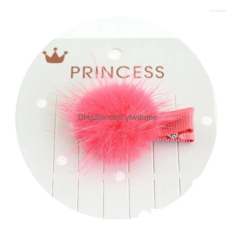 Hair Accessories 2Pcs Girls Hairpins Small Lovely Soft Fur Pompom Mini Ball Gripper Hairball Pom Hairclips Children Clip Drop Deliver Dhs1Z
