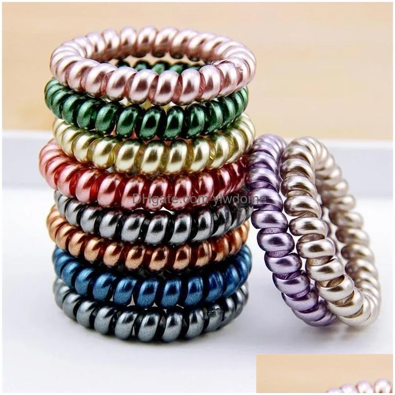 Hair Accessories New Women Scrunchy Girl Hair Coil Rubber Bands Ties Rope Ring Ponytail Holders Telephone Wire Cord Gum Tie Bracelet F Dhmep