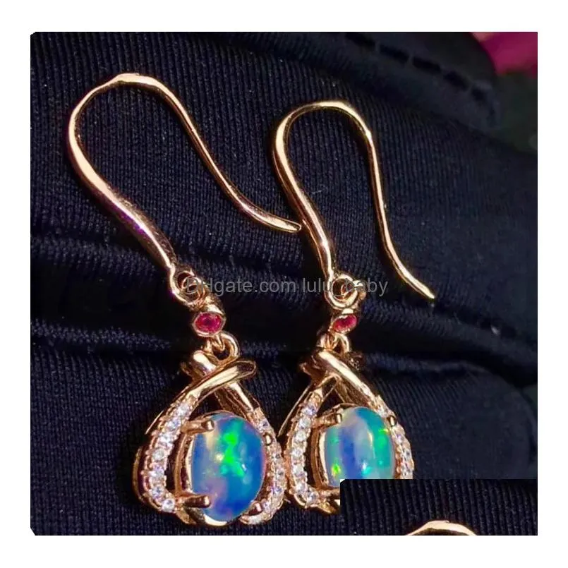 dangle earrings opal drop earring 0.5ct 2pcs gemstone 925 sterling silver natural real fine jewelry j19011003