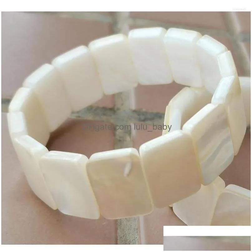strand mother of pearl shell beads elastic bracelet wfh947