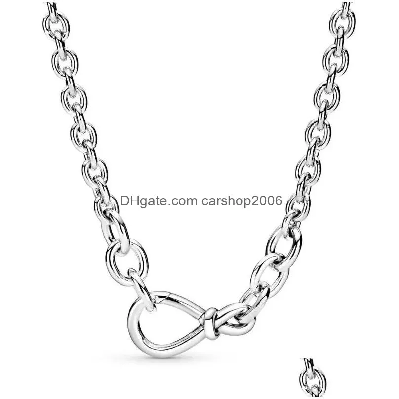 chains 2022 original 100% 925 sterling silver pan chunky infinity knot chain necklace for women diy gift