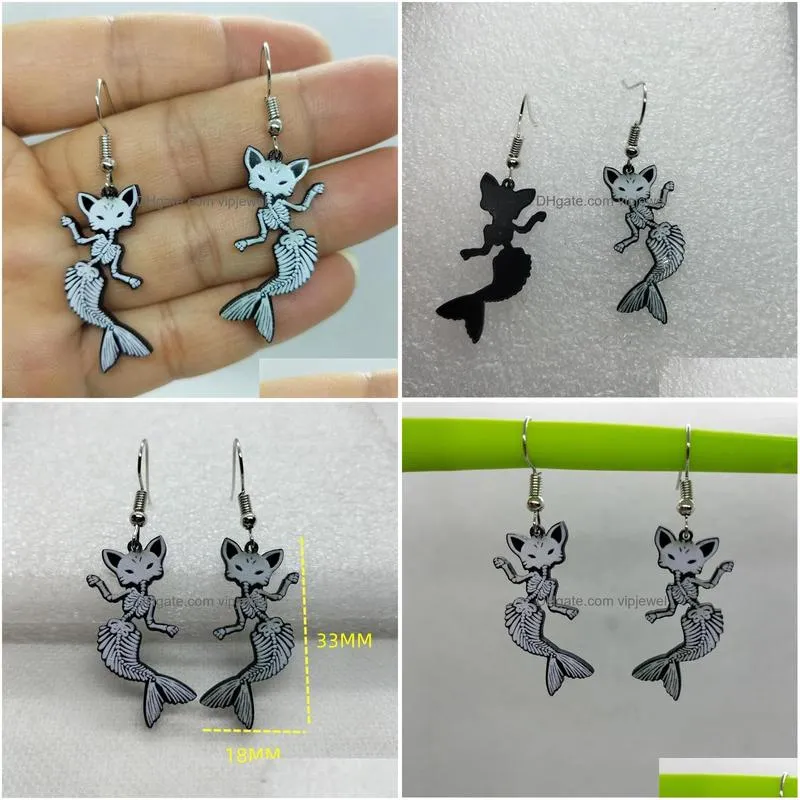 dangle earrings yungqi cartoon animal mermaid tail for women girl korean fashion funny acrylic unique party gift