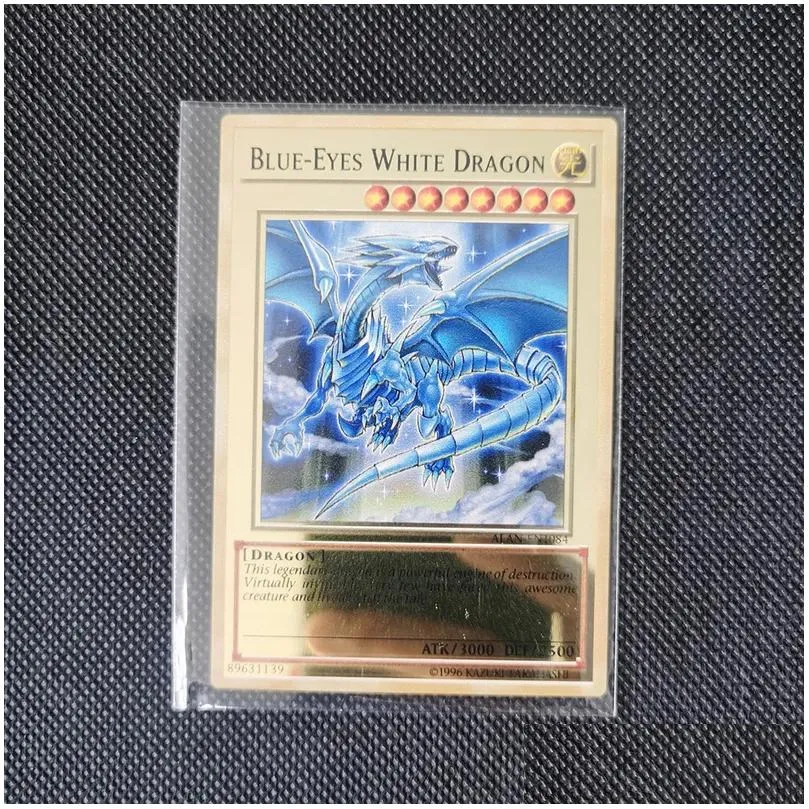 yugioh golden metal cards yugioh alloy collection card blue eyes dark magicial obelisk slifer ra kids christmas birthday gift 220808