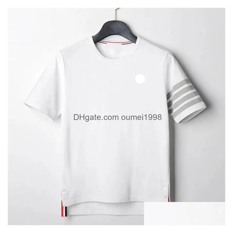 Men`S T-Shirts Mens T Shirts Striped Pattern Designer Tshirts Embroidery Budge Uni Shorts Sleeves High Quality Tops Tees Asian Size Dr Dhgeg