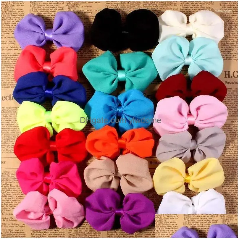 Hair Accessories 120Pcs/Lot 20 Colors Charming Satin Bow For Baby Girls/Women Dress Garment Artificial Chiffon Boutique Bowknot Drop Dhgyp