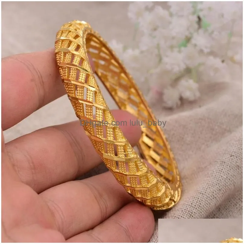 annayoyo 4pcs/lot 24k dubai india ethiopian gold filled color bangles for women girls party jewelry bangles bracelet gifts1