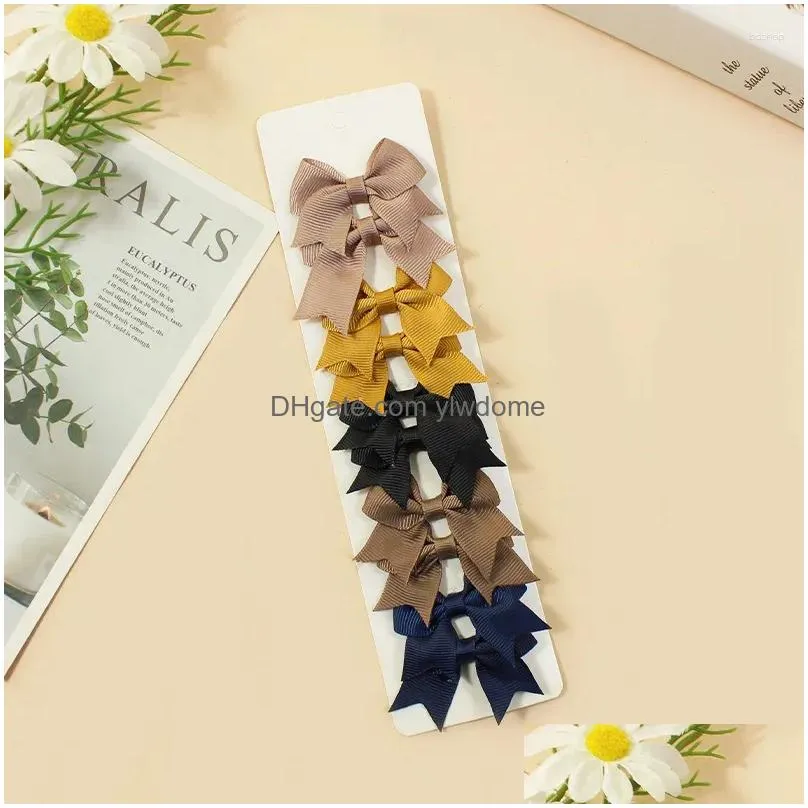 Hair Accessories 10Pcs/Set Cute Solid Ribbon Bowknot Clips For Baby Girls Handmade Bows Hairpin Barrettes Headwear Drop Delivery Dhfji