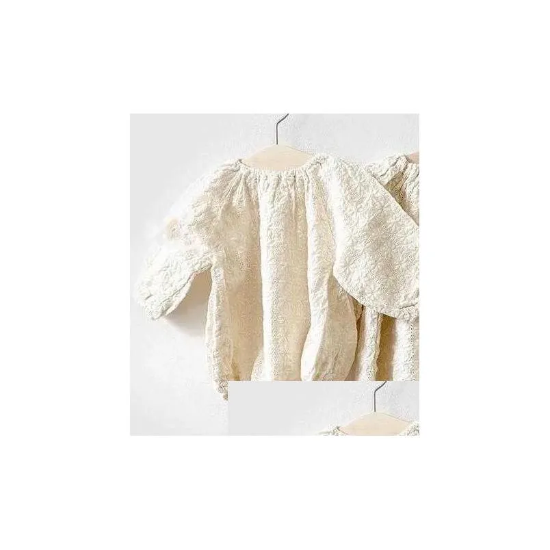 Autumn Baby Girl Long Sleeve Clothes Elegant White Lace Girls Dress Bodysuit Kids Princess Dresses Twin Clothing 211025 Drop Delivery Dhkjb