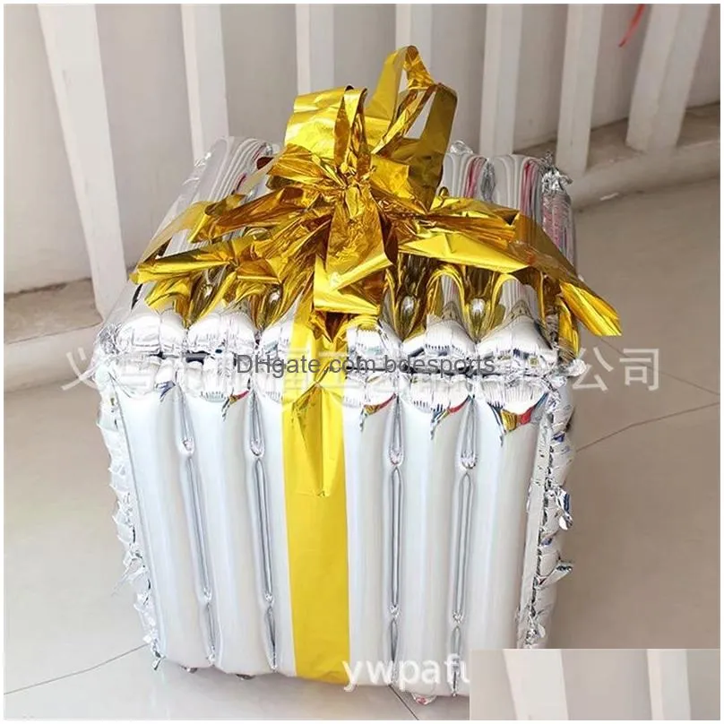 Party Decoration 50Cm Big Gift Box Cube Foil Balloons Happy Birthday Party Decorations Wedding Kids Toys Helium Balloon Drop Delivery Dhmdj