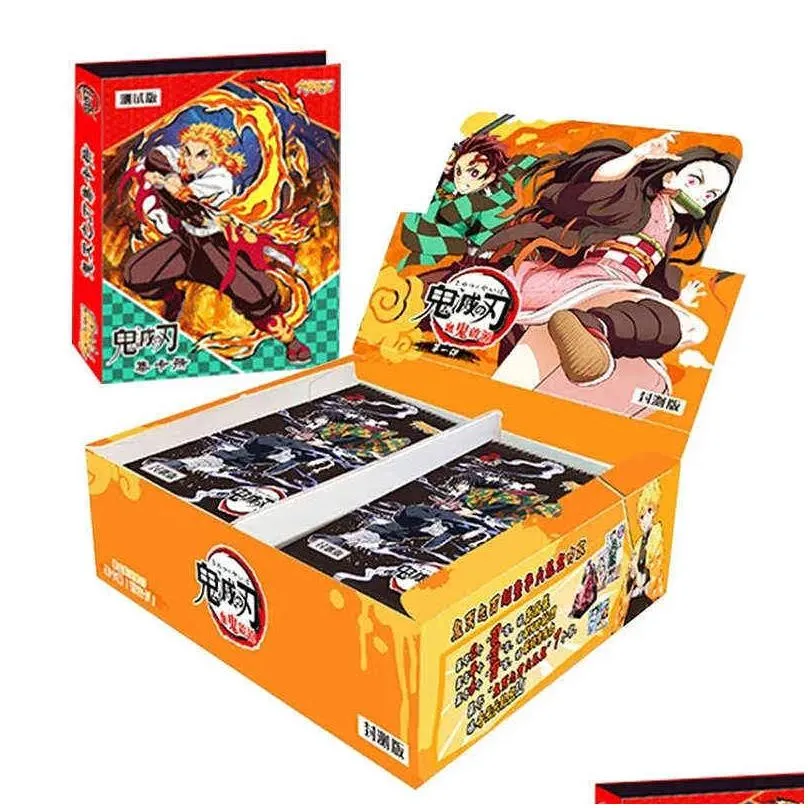 card games demon slayer collection cards kamado tanjirou nezuko board game letters child kids table toy for christmas gift t220905