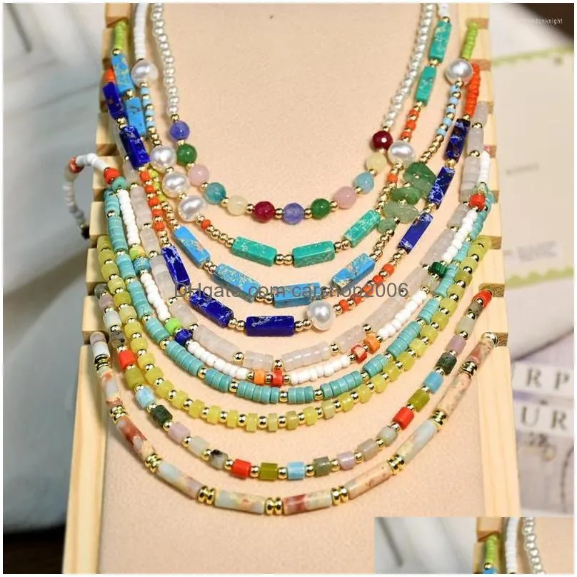 choker 5pcs/lot expenditures handmade beading semi-precious necklace style personality trend cool bright colors wholesale and retail