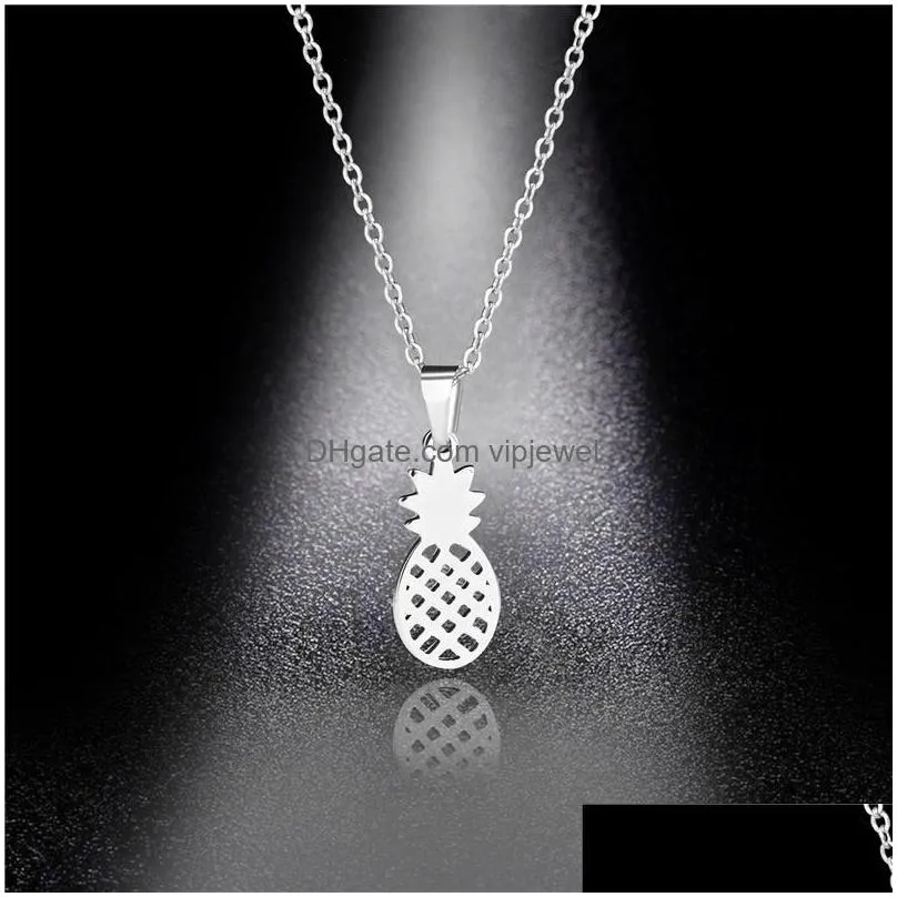 pendant necklaces stainless steel pineapple silver color chain female necklace fashion jewelry for women girlfriend lovers