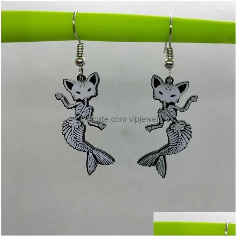 dangle earrings yungqi cartoon animal mermaid tail for women girl korean fashion funny acrylic unique party gift