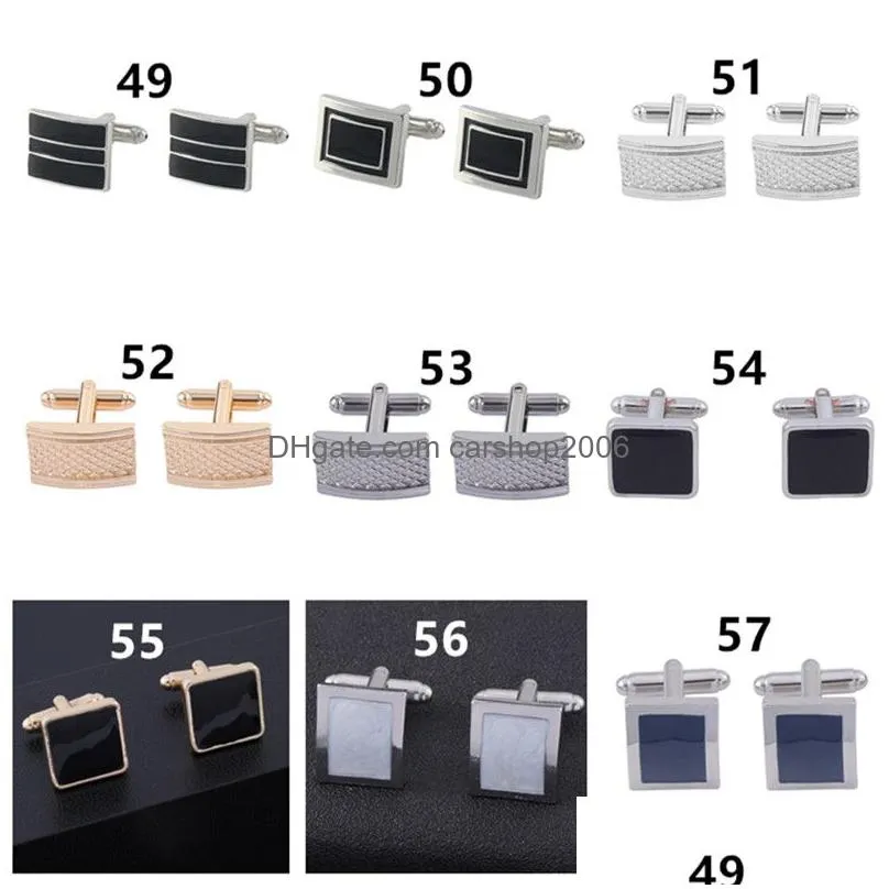 classical french cufflink designer man alloy enamel woman cufflinks 18k gold plate black silver square circle shirt business suit wedding jewelry gift mix