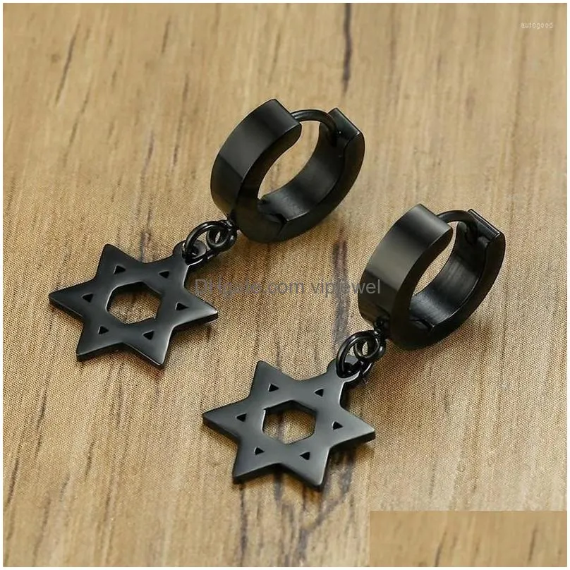 dangle earrings oocyspoo unique hexagram hoop huggie for men star of david male earring jewelry