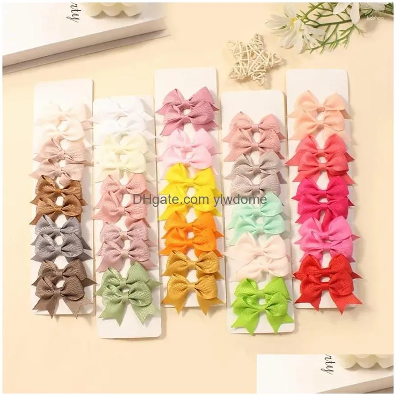 Hair Accessories 10Pcs/Set Cute Solid Ribbon Bowknot Clips For Baby Girls Handmade Bows Hairpin Barrettes Headwear Drop Delivery Dhfji