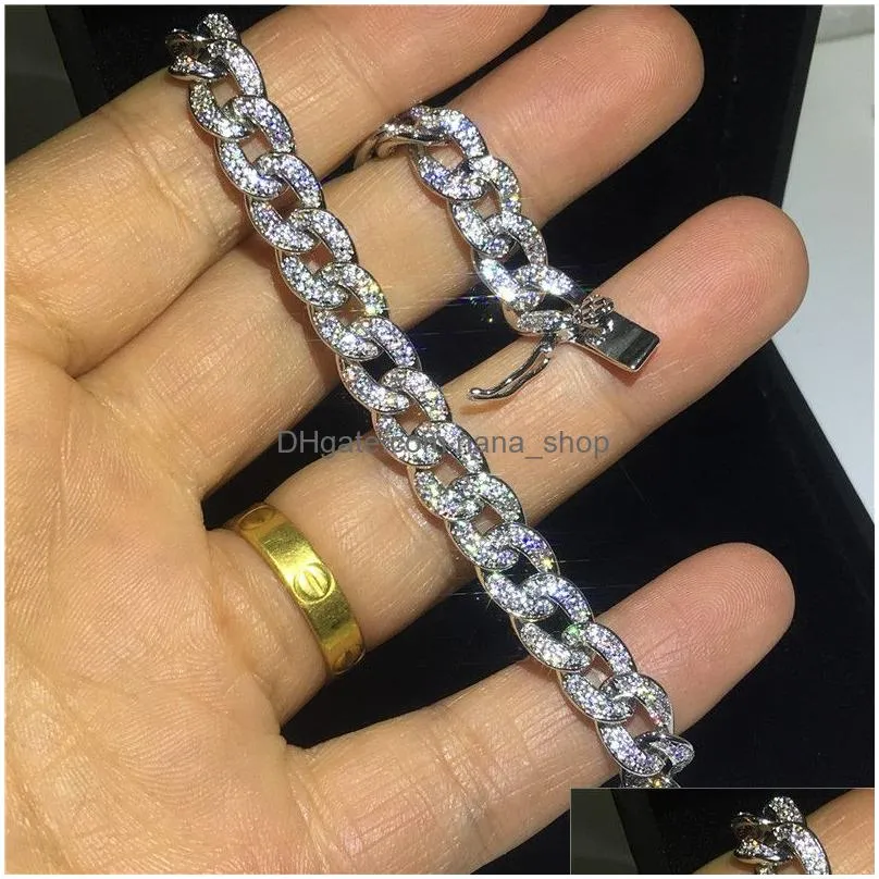 Tennis 20 Style Sparkling Luxury Jewelry 925 Sterling Sier Mti Shape White Topaz Cz Diamond Gemstones Women Wedding Bracelet For Drop Dhd7S