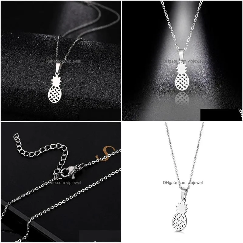 pendant necklaces stainless steel pineapple silver color chain female necklace fashion jewelry for women girlfriend lovers
