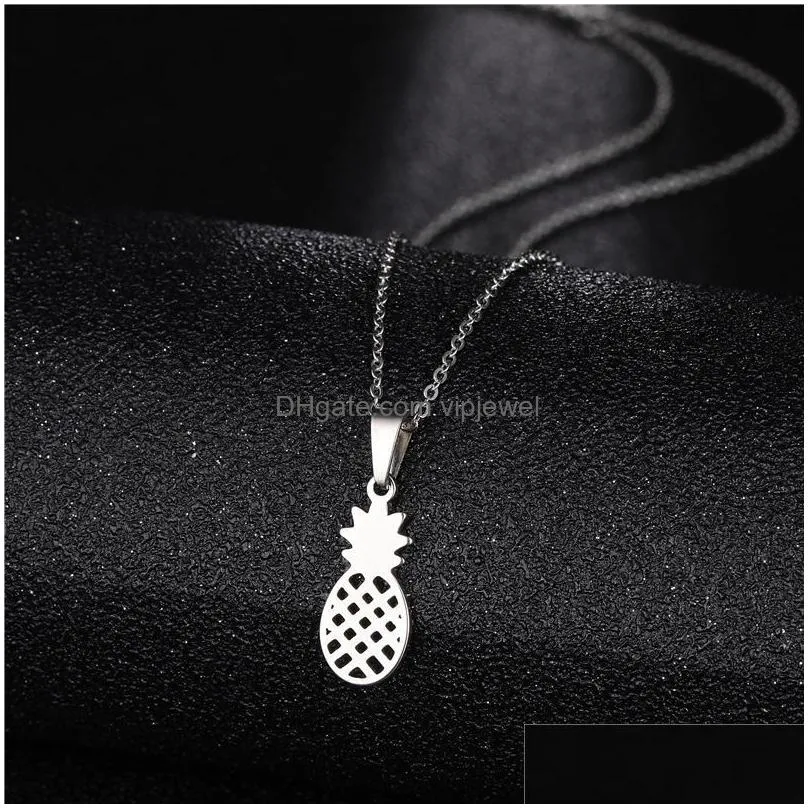 pendant necklaces stainless steel pineapple silver color chain female necklace fashion jewelry for women girlfriend lovers