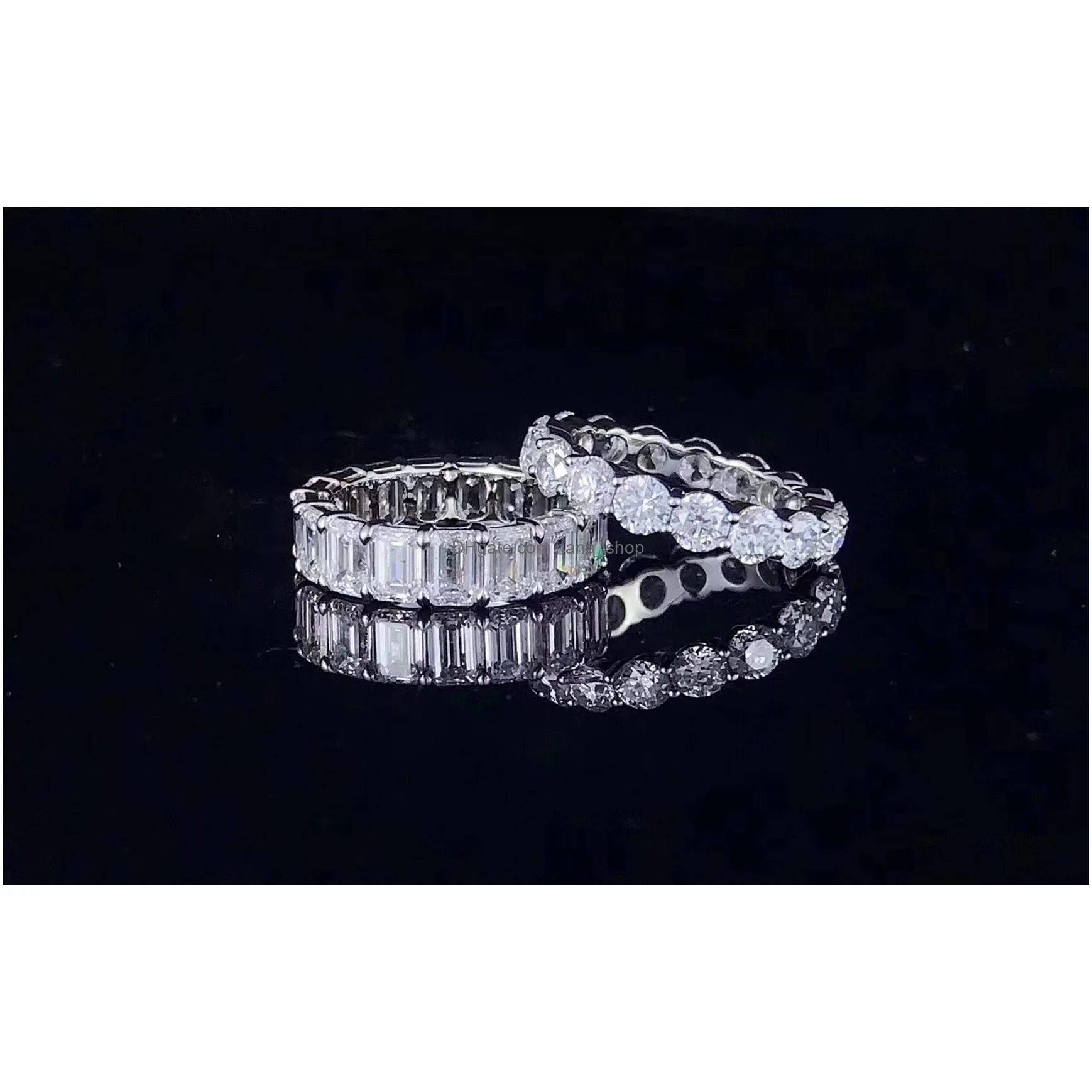 Wedding Rings Choucong Vintage Fashion Jewelry Real 925 Sterling Sier Princess White Topaz Cz Diamond Eternity Women Wedding Engageme Dhhd1
