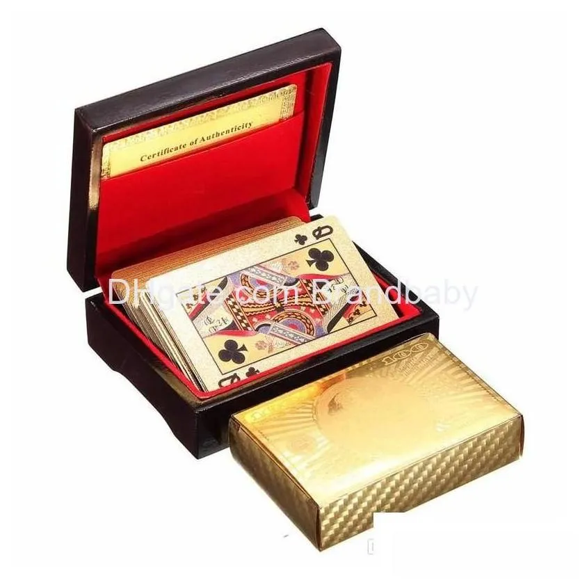 card games original waterproof luxury 24k gold foil plated poker premium matte plastic board playing cards for gift collection drop