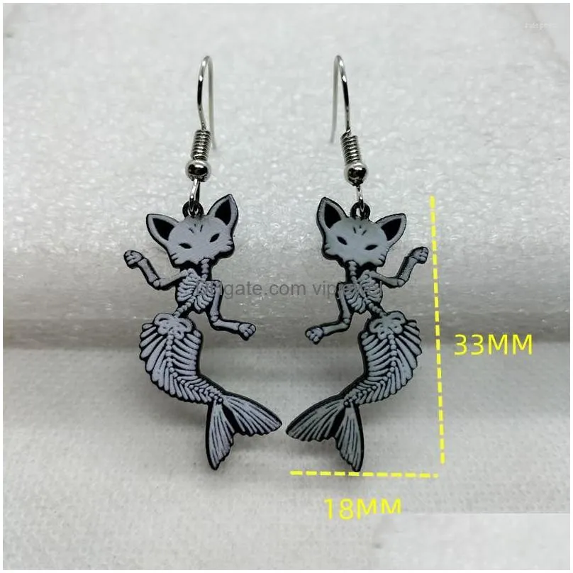 dangle earrings yungqi cartoon animal mermaid tail for women girl korean fashion funny acrylic unique party gift