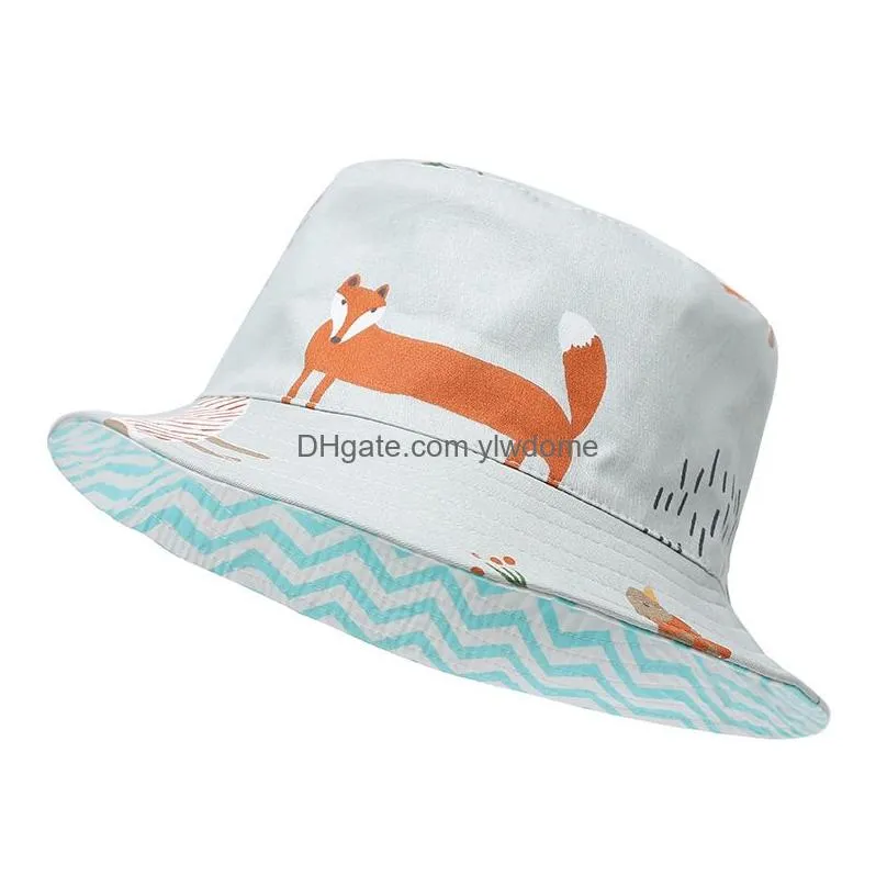 Caps & Hats Designer Kids Bucket Hat Double Sided Wear Hats Boys Girls Fishing Cotton Sun Cartoon Style Summer Outdoor Drop Delivery B Dhihf