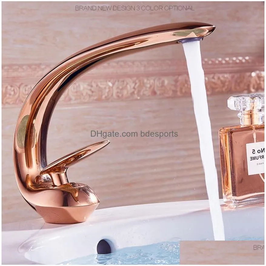 Bathroom Sink Faucets Basin Faucet Modern Bathroom Sink Mixer Tap Brass Wash Single Handle Hole Crane For Drop Delivery Home Garden Fa Dhdts