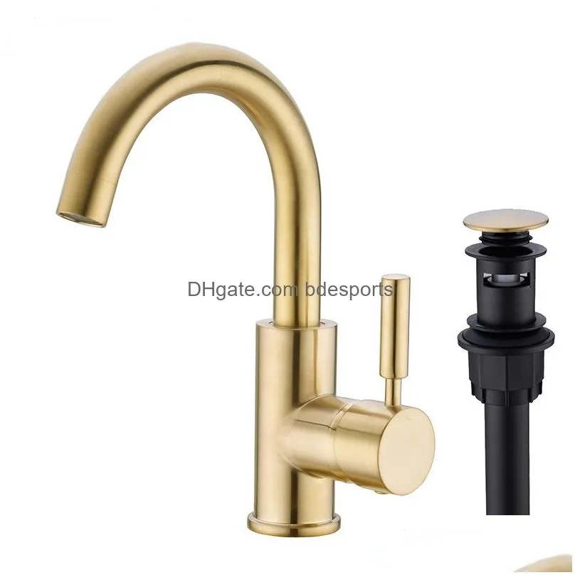 Bathroom Sink Faucets Brass Black Bathroom Basin Faucet Cold And Water Mixer Sink Tap Nickel Brushed Gold Rose Bronze Taps With  Up Dhoey