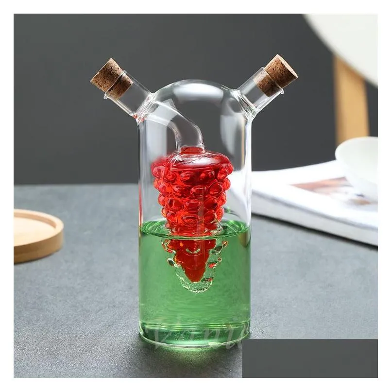 creative oil pot glass kitchen household oil vinegar bottle seasoning bottles two-in-one thickened lead-free double glass pot lt805