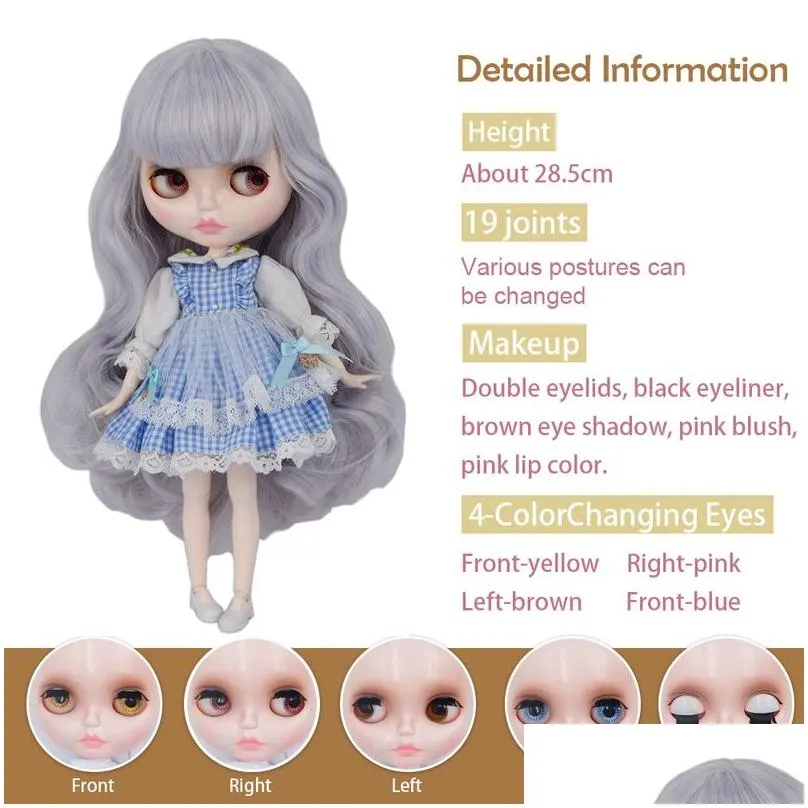 Blythes Doll 16 Joint Body 30Cm Blyth Toys Natural Shiny Face With Hands And Diy Fashion Dolls Girl Gift 220707 Drop Delivery Dhqdl