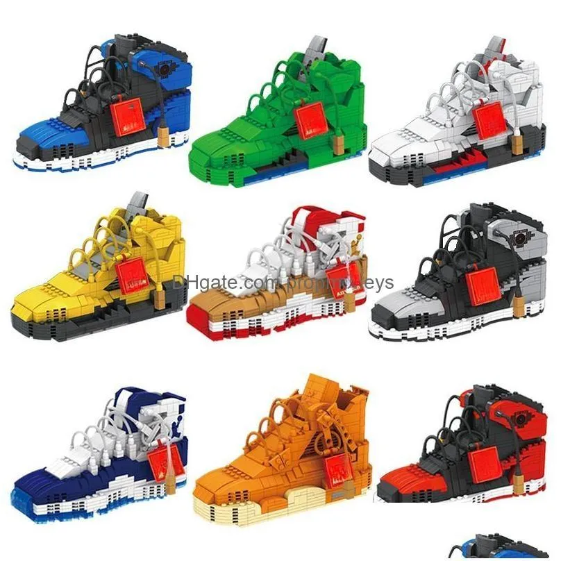 681 Pieces Model Building Kits Mini Block Boys Sneakers Diy Toy Kids Surprise Wholesale Drop Delivery Dh2Xy