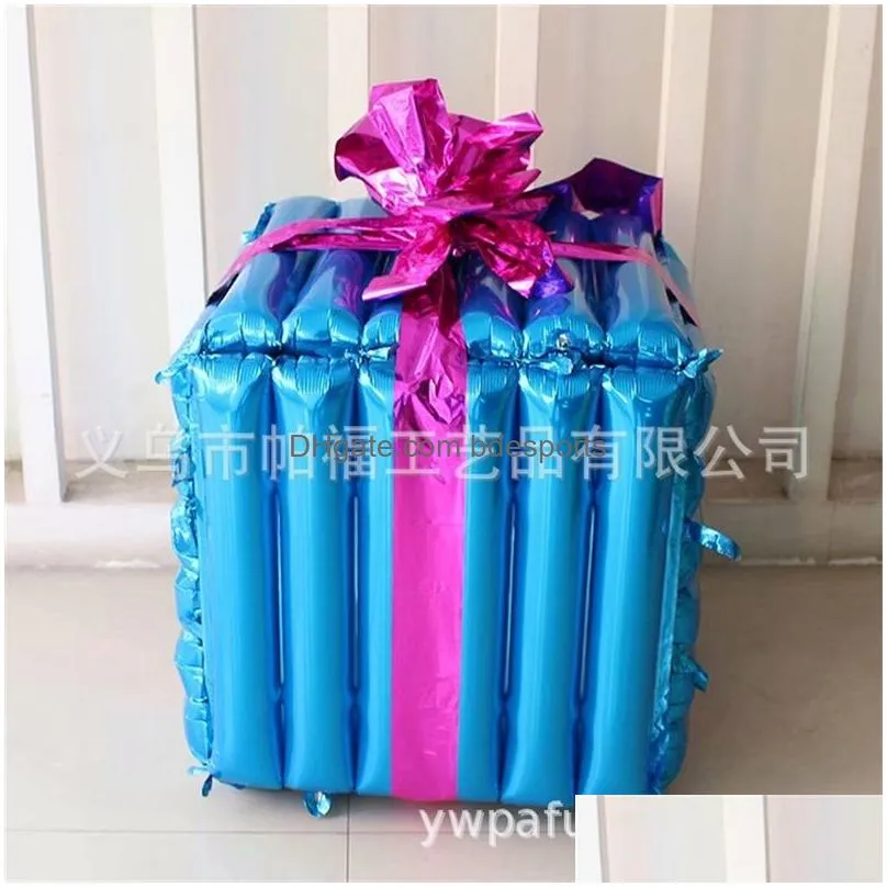 Party Decoration 50Cm Big Gift Box Cube Foil Balloons Happy Birthday Party Decorations Wedding Kids Toys Helium Balloon Drop Delivery Dhmdj