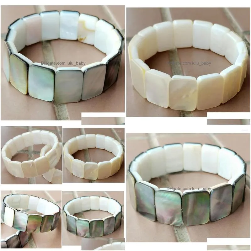 strand mother of pearl shell beads elastic bracelet wfh947