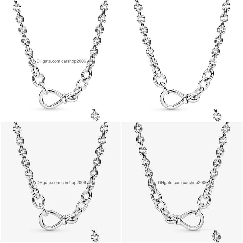 chains 2022 original 100% 925 sterling silver pan chunky infinity knot chain necklace for women diy gift